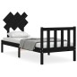 vidaXL Estructura de cama individual con cabecero madera maciza negro vidaXL Estructura de cama individual con cabecero madera maciza negro