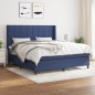 vidaXL Cama box spring con colchón tela azul 180x200 cm vidaXL Cama box spring con colchón tela azul 180x200 cm