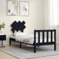 vidaXL Estructura de cama individual con cabecero madera maciza negro vidaXL Estructura de cama individual con cabecero madera maciza negro