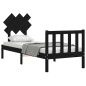 vidaXL Estructura de cama individual con cabecero madera maciza negro vidaXL Estructura de cama individual con cabecero madera maciza negro