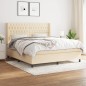 vidaXL Cama box spring con colchón tela color crema 180x200 cm vidaXL Cama box spring con colchón tela color crema 180x200 cm
