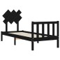 vidaXL Estructura de cama individual con cabecero madera maciza negro vidaXL Estructura de cama individual con cabecero madera maciza negro