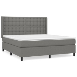 vidaXL Cama box spring con colchón tela gris oscuro 180x200 cm
