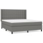 vidaXL Cama box spring con colchón tela gris oscuro 180x200 cm