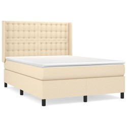 vidaXL Cama box spring con colchón tela color crema 140x200 cm