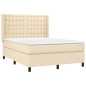 vidaXL Cama box spring con colchón tela color crema 140x200 cm vidaXL Cama box spring con colchón tela color crema 140x200 cm