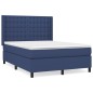vidaXL Cama box spring con colchón tela azul 140x190 cm vidaXL Cama box spring con colchón tela azul 140x190 cm