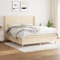 vidaXL Cama box spring con colchón tela color crema 180x200 cm