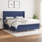 vidaXL Cama box spring con colchón tela azul 180x200 cm vidaXL Cama box spring con colchón tela azul 180x200 cm