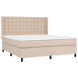 vidaXL Cama box spring con colchón cuero sintético capuchino 180x200cm vidaXL Cama box spring con colchón cuero sintético capuchino 180x200cm