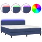 vidaXL Cama box spring con colchón y LED tela azul 180x200 cm vidaXL Cama box spring con colchón y LED tela azul 180x200 cm