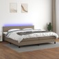 vidaXL Cama box spring con colchón LED tela gris taupe 200x200 cm vidaXL Cama box spring con colchón LED tela gris taupe 200x200 cm