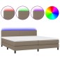 vidaXL Cama box spring con colchón LED tela gris taupe 200x200 cm vidaXL Cama box spring con colchón LED tela gris taupe 200x200 cm