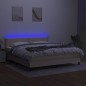 vidaXL Cama box spring colchón y luces LED tela crema 160x200 cm vidaXL Cama box spring colchón y luces LED tela crema 160x200 cm
