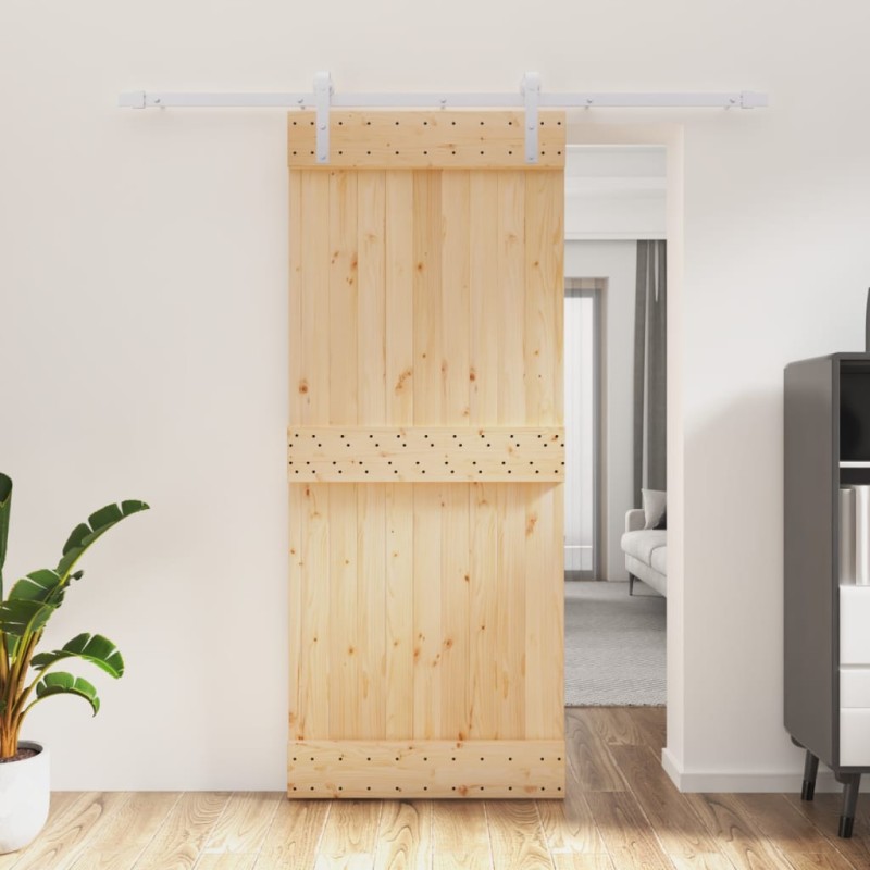 vidaXL Puerta corredera con herrajes madera maciza de pino 85x210 cm vidaXL Puerta corredera con herrajes madera maciza de pino 85x210 cm