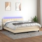 vidaXL Cama box spring colchón y luces LED tela crema 160x200 cm vidaXL Cama box spring colchón y luces LED tela crema 160x200 cm