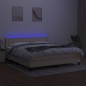 vidaXL Cama box spring colchón y luces LED tela crema 160x200 cm vidaXL Cama box spring colchón y luces LED tela crema 160x200 cm