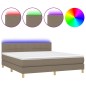 vidaXL Cama box spring con colchón LED tela gris taupe 180x200 cm vidaXL Cama box spring con colchón LED tela gris taupe 180x200 cm