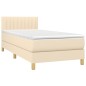 vidaXL Cama box spring con colchón y LED tela crema 90x200 cm