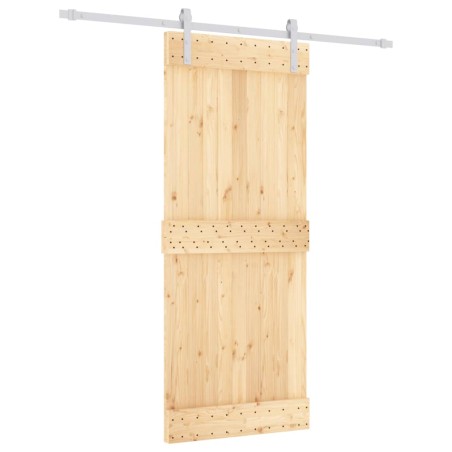 vidaXL Puerta corredera con herrajes madera maciza de pino 85x210 cm