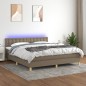 vidaXL Cama box spring con colchón LED tela gris taupe 160x200 cm vidaXL Cama box spring con colchón LED tela gris taupe 160x200 cm