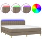 vidaXL Cama box spring con colchón LED tela gris taupe 160x200 cm vidaXL Cama box spring con colchón LED tela gris taupe 160x200 cm
