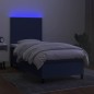 vidaXL Cama box spring colchón y luces LED tela azul 90x190 cm vidaXL Cama box spring colchón y luces LED tela azul 90x190 cm