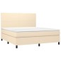 vidaXL Cama box spring colchón y luces LED tela crema 180x200 cm vidaXL Cama box spring colchón y luces LED tela crema 180x200 cm