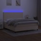vidaXL Cama box spring colchón y luces LED tela crema 180x200 cm vidaXL Cama box spring colchón y luces LED tela crema 180x200 cm