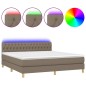 vidaXL Cama box spring con colchón LED tela gris taupe 160x200 cm vidaXL Cama box spring con colchón LED tela gris taupe 160x200 cm