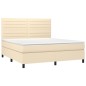 vidaXL Cama box spring colchón y luces LED tela crema 160x200 cm vidaXL Cama box spring colchón y luces LED tela crema 160x200 cm