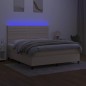 vidaXL Cama box spring colchón y luces LED tela crema 160x200 cm vidaXL Cama box spring colchón y luces LED tela crema 160x200 cm