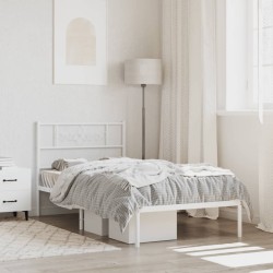 vidaXL Estructura de cama de metal con cabecero blanco 90x190 cm