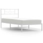 vidaXL Estructura de cama de metal con cabecero blanco 90x190 cm