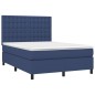 vidaXL Cama box spring colchón y luces LED tela azul 140x190 cm vidaXL Cama box spring colchón y luces LED tela azul 140x190 cm
