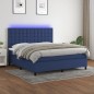 vidaXL Cama box spring colchón y luces LED tela azul 160x200 cm vidaXL Cama box spring colchón y luces LED tela azul 160x200 cm