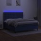 vidaXL Cama box spring colchón y luces LED tela azul 160x200 cm vidaXL Cama box spring colchón y luces LED tela azul 160x200 cm