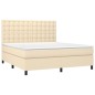 vidaXL Cama box spring colchón y luces LED tela crema 180x200 cm vidaXL Cama box spring colchón y luces LED tela crema 180x200 cm