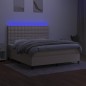 vidaXL Cama box spring colchón y luces LED tela crema 180x200 cm vidaXL Cama box spring colchón y luces LED tela crema 180x200 cm