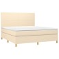 vidaXL Cama box spring colchón y luces LED tela crema 180x200 cm vidaXL Cama box spring colchón y luces LED tela crema 180x200 cm
