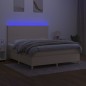 vidaXL Cama box spring colchón y luces LED tela crema 180x200 cm vidaXL Cama box spring colchón y luces LED tela crema 180x200 cm