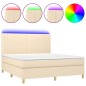 vidaXL Cama box spring colchón y luces LED tela crema 180x200 cm vidaXL Cama box spring colchón y luces LED tela crema 180x200 cm