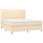 vidaXL Cama box spring colchón y luces LED tela crema 180x200 cm vidaXL Cama box spring colchón y luces LED tela crema 180x200 cm