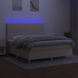 vidaXL Cama box spring colchón y luces LED tela crema 180x200 cm vidaXL Cama box spring colchón y luces LED tela crema 180x200 cm