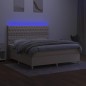 vidaXL Cama box spring colchón y luces LED tela crema 180x200 cm vidaXL Cama box spring colchón y luces LED tela crema 180x200 cm