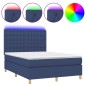 vidaXL Cama box spring colchón y luces LED tela azul 140x200 cm vidaXL Cama box spring colchón y luces LED tela azul 140x200 cm