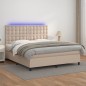 vidaXL Cama box spring colchón LED cuero sintético capuchino 180x200cm vidaXL Cama box spring colchón LED cuero sintético capuchino 180x200cm