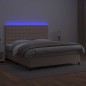 vidaXL Cama box spring colchón LED cuero sintético capuchino 180x200cm vidaXL Cama box spring colchón LED cuero sintético capuchino 180x200cm