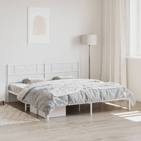 vidaXL Estructura de cama de metal con cabecero blanco 193x203 cm