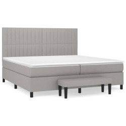 vidaXL Cama box spring con colchón tela gris claro 200x200 cm